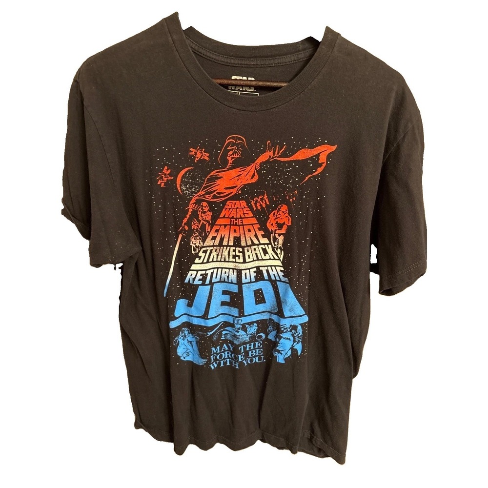 Star Wars Fifth Sun Mens Large Black Graphic T-Shirt Empire Strikes Back Jedi